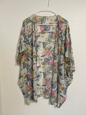JODIFL Floral Sheer Kimono in Pink, Blue, Mustard